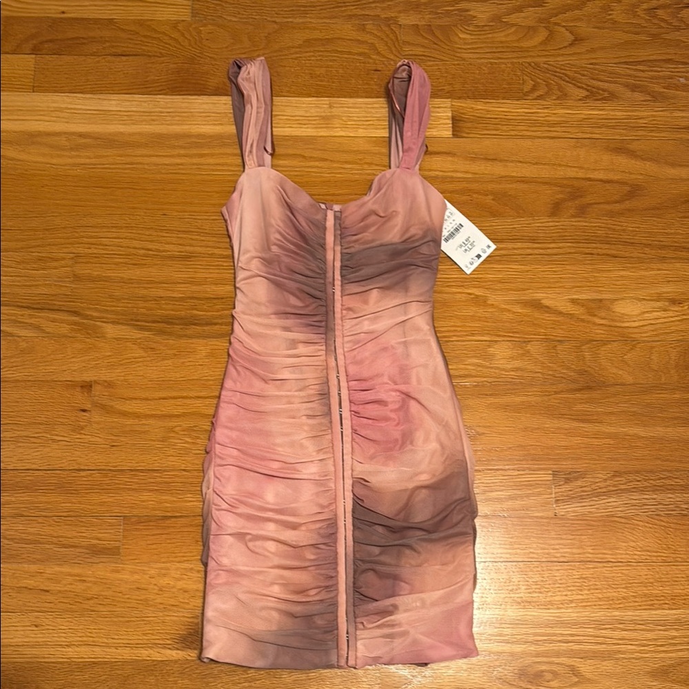 Pink Ruched Bodycon Dress
